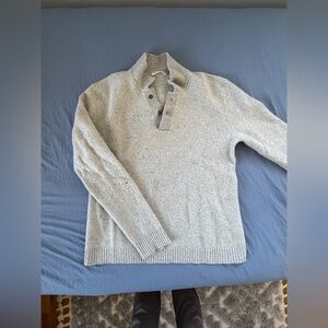 Men’s Large Marine Layer Light Gray Button Mock Neck Sweater *See Description